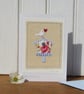 Hand-stitched miniature applique embroidery mounted on greeting card  - Image 2