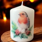 Christmas Robin candle 8cm x 5.7cm home decor