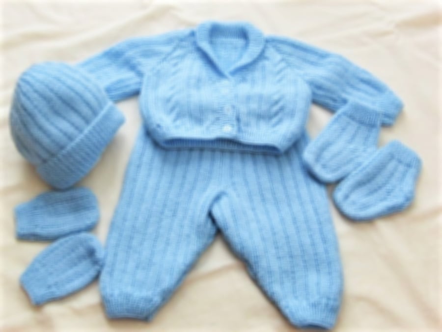 Hand Knitted Baby's Pram Set, Baby's Layette, Custom Make, Premature Sizes