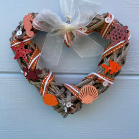 Beach, Seaside themed heart wreath