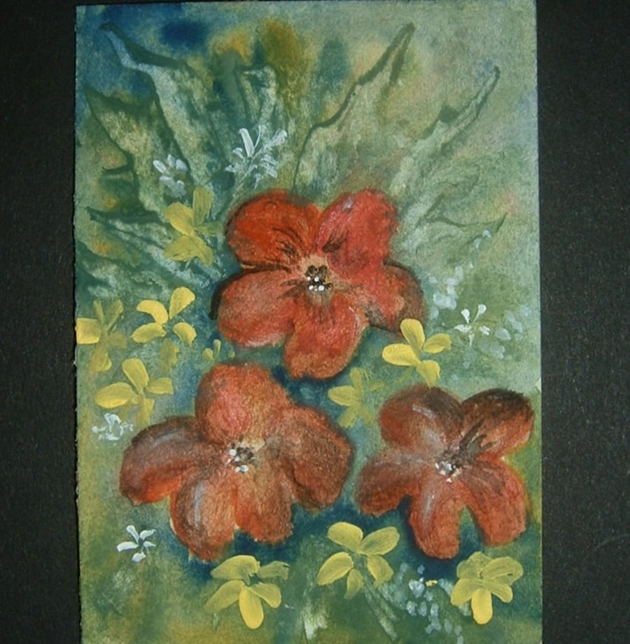 art painting aceo SFA watercolour flowers. ref 337
