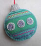 Bauble Retro Christmas Decoration hand embroidered felt  - Image 2