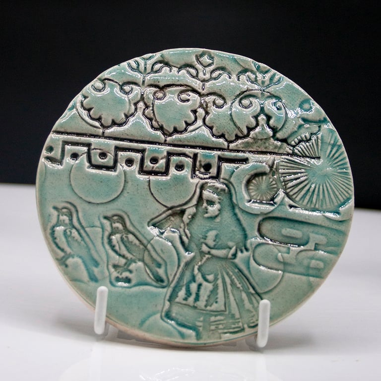 Textured Circular Ceramic Wall Piece: Alice
