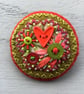 Hand Embroidered Heart Brooch