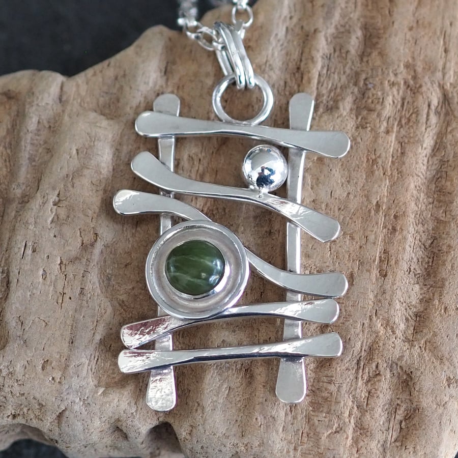 Silver Jade Pendant, hallmarked, pendant necklace, arc jewellery