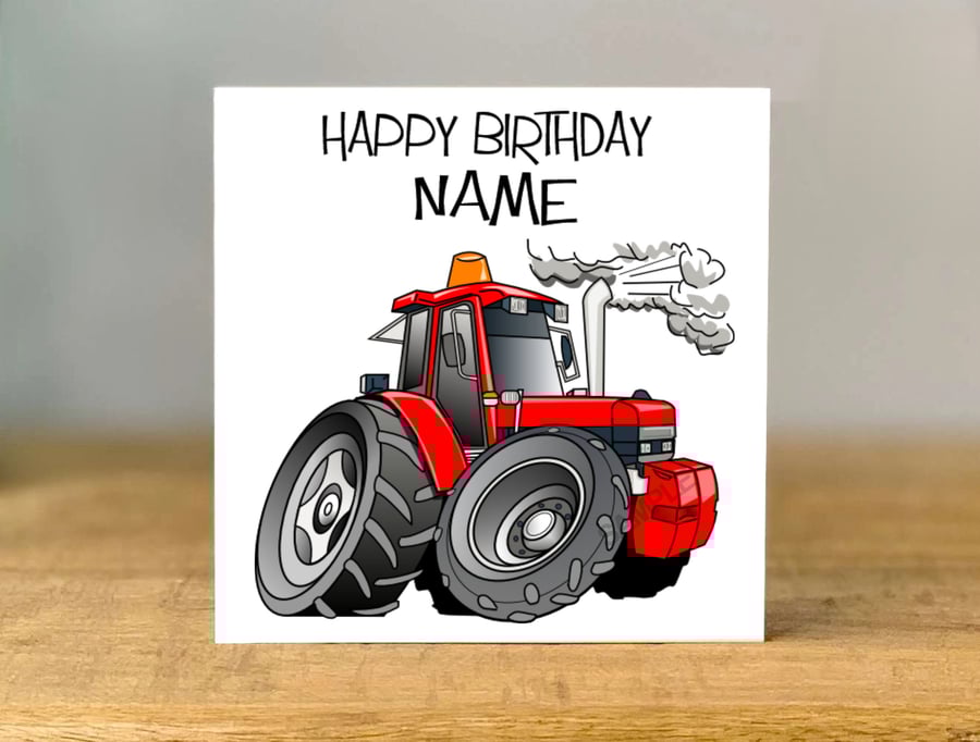 Personalised Tractor Birthday Card, Farmer Card