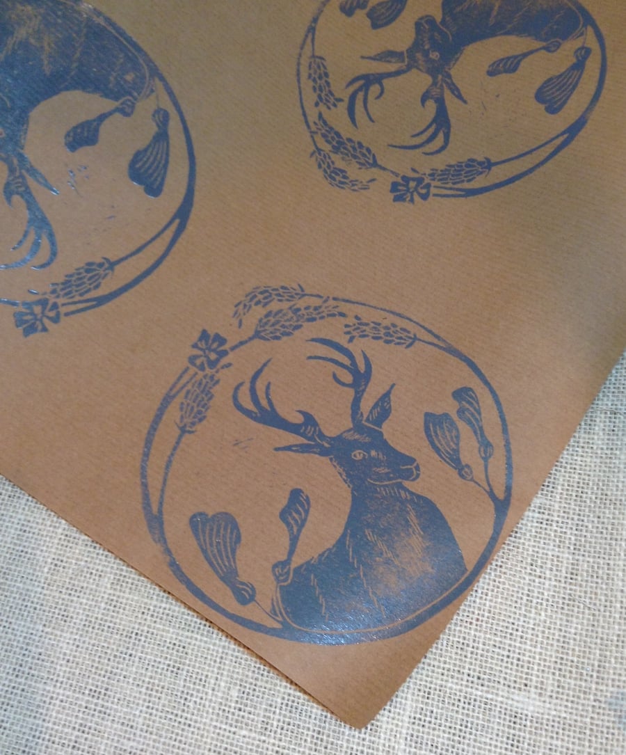 Luxury hand Printed Stag Gift Wrap