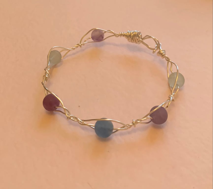 Handcrafted fluorite silver bracelet.  Beautiful and unique.