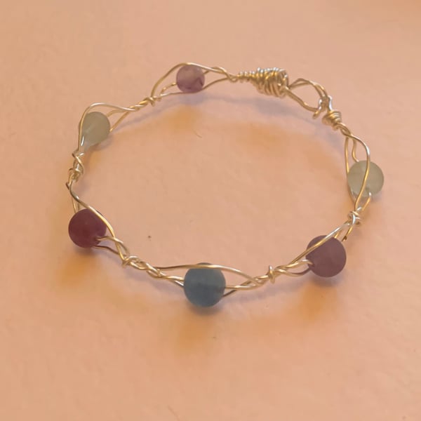 Handcrafted fluorite silver bracelet.  Beautiful and unique.