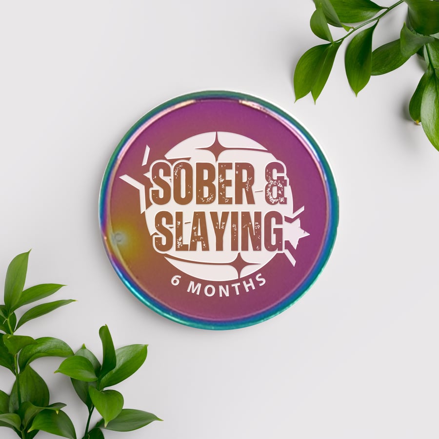 Sober & Slaying - 03 Sobriety Coin: Custom Sobriety Token Personalised Milestone