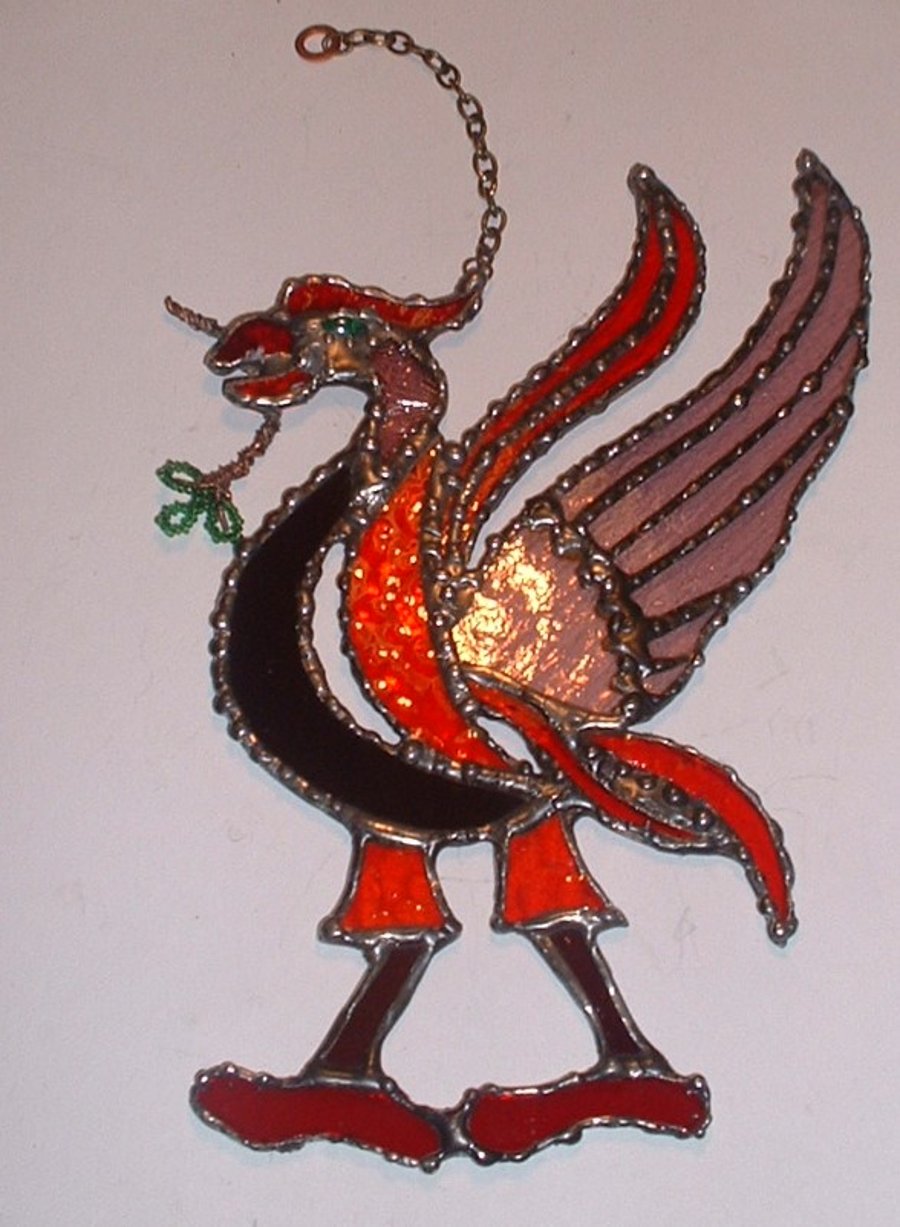 Stained Glass Liver Bird Suncatcher Wall Decoration