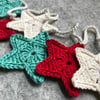 Mint, Cream and Red Christmas Decoration Star Garland 