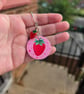 Handmade Strawberry Wooden Keyring