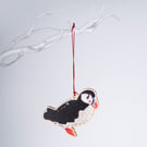 Puffin Wooden Hanging Decoration