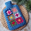  Custom Order For Shani  'Happy Scrappy' Granny Square Hot Water Bottle Cover 