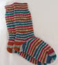 Hand-cranked Knitted Ribbed Wool Socks Size 4 to 5 - Image 2