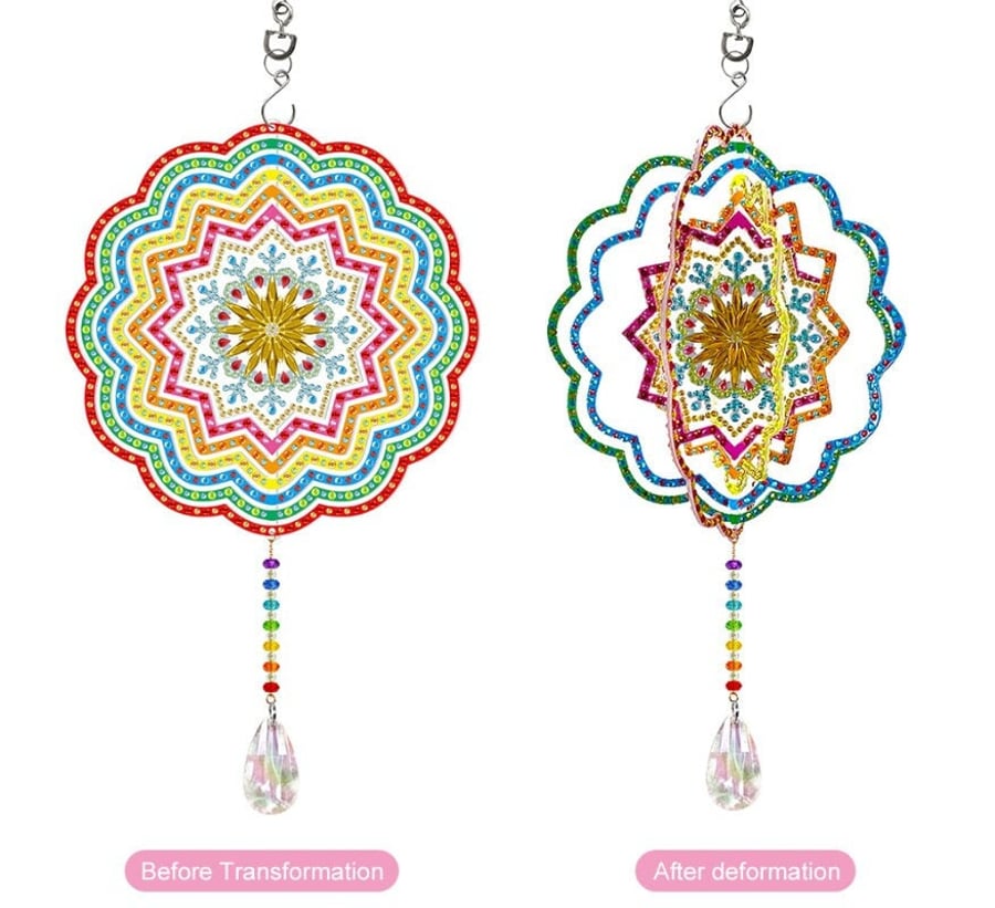 5D DIY Star Snowflake Centre Hanging Sun Catcher Diamond Painting Kit Rotatable 