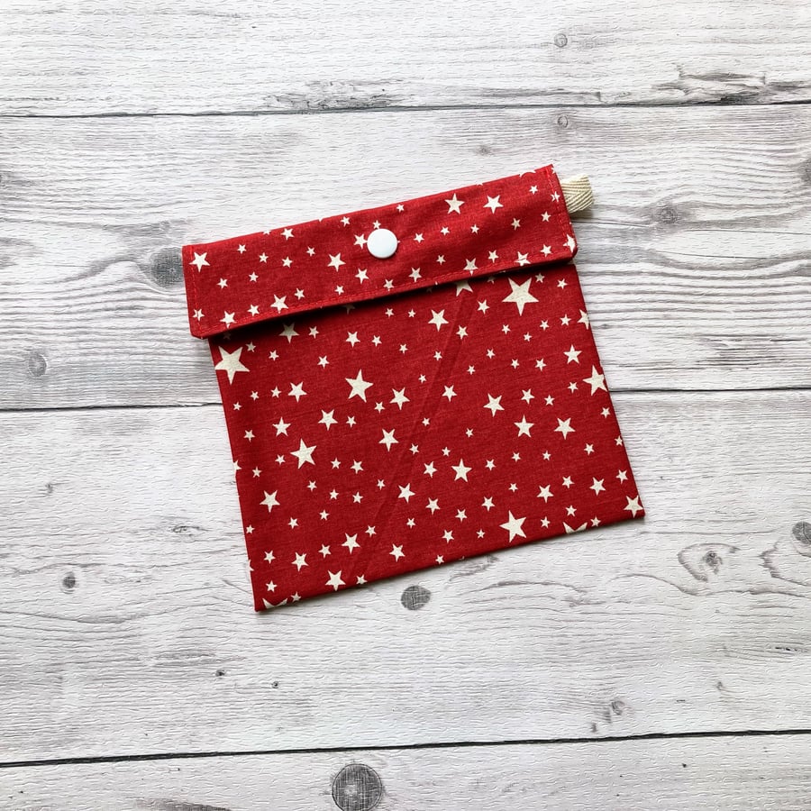 Star themed fabric gift bags with snap closure. Reusable present wrap. 
