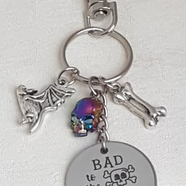 Awesome Bad To The Bone Key Ring - Bag Charm - Key Chain