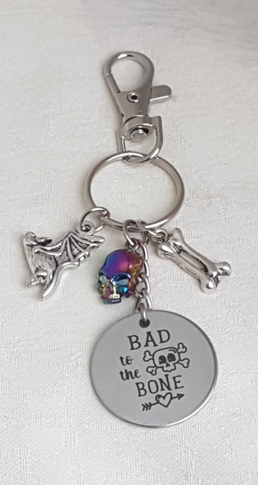 Awesome Bad To The Bone Key Ring - Bag Charm - Key Chain