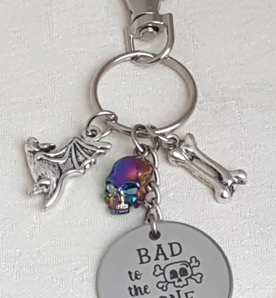 Awesome Bad To The Bone Key Ring - Bag Charm - Key Chain