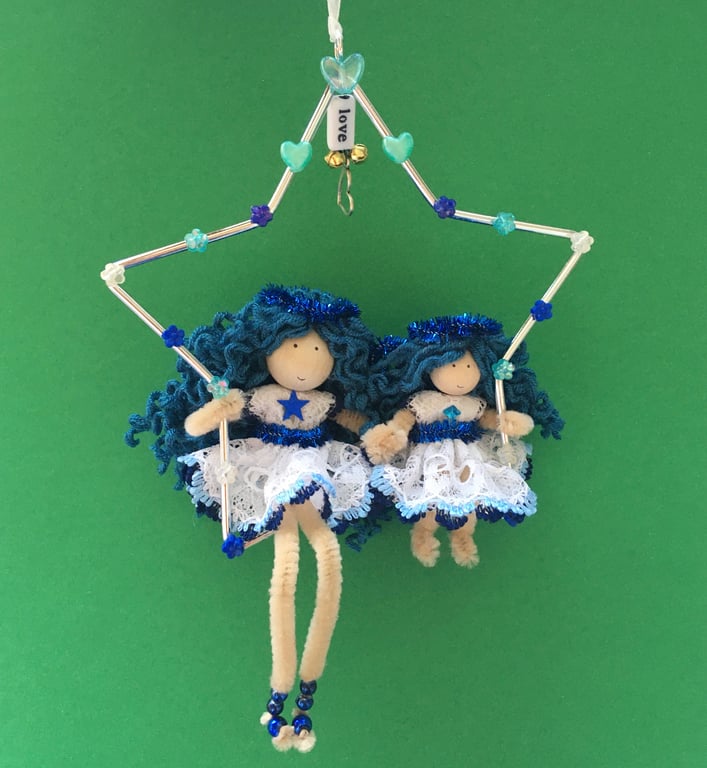 Mother And Daughter Fairy Doll Decoration, Mothers Day Gift, Mums Birthday 