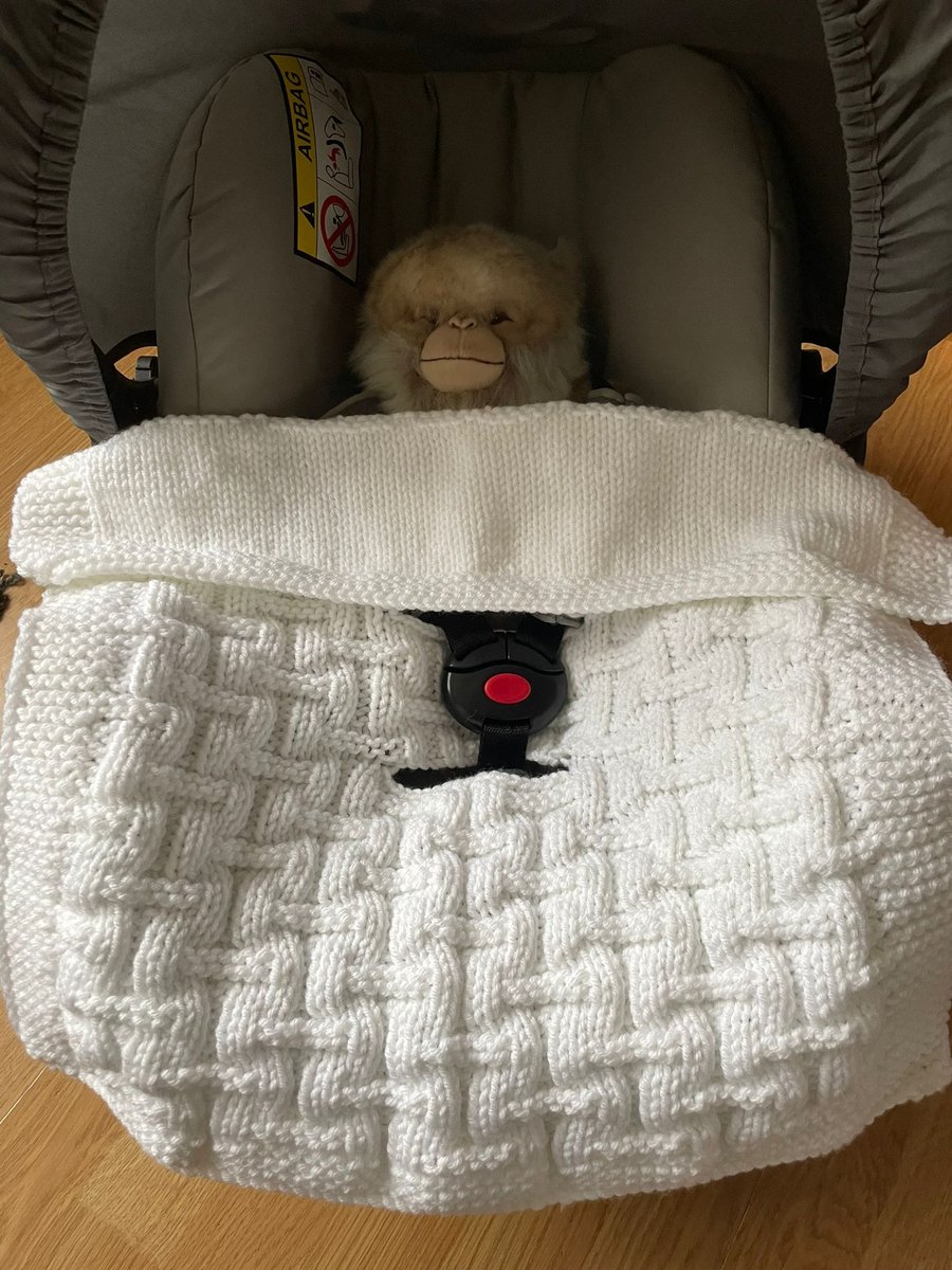 Hand knitted Baby car seat blanket Folksy