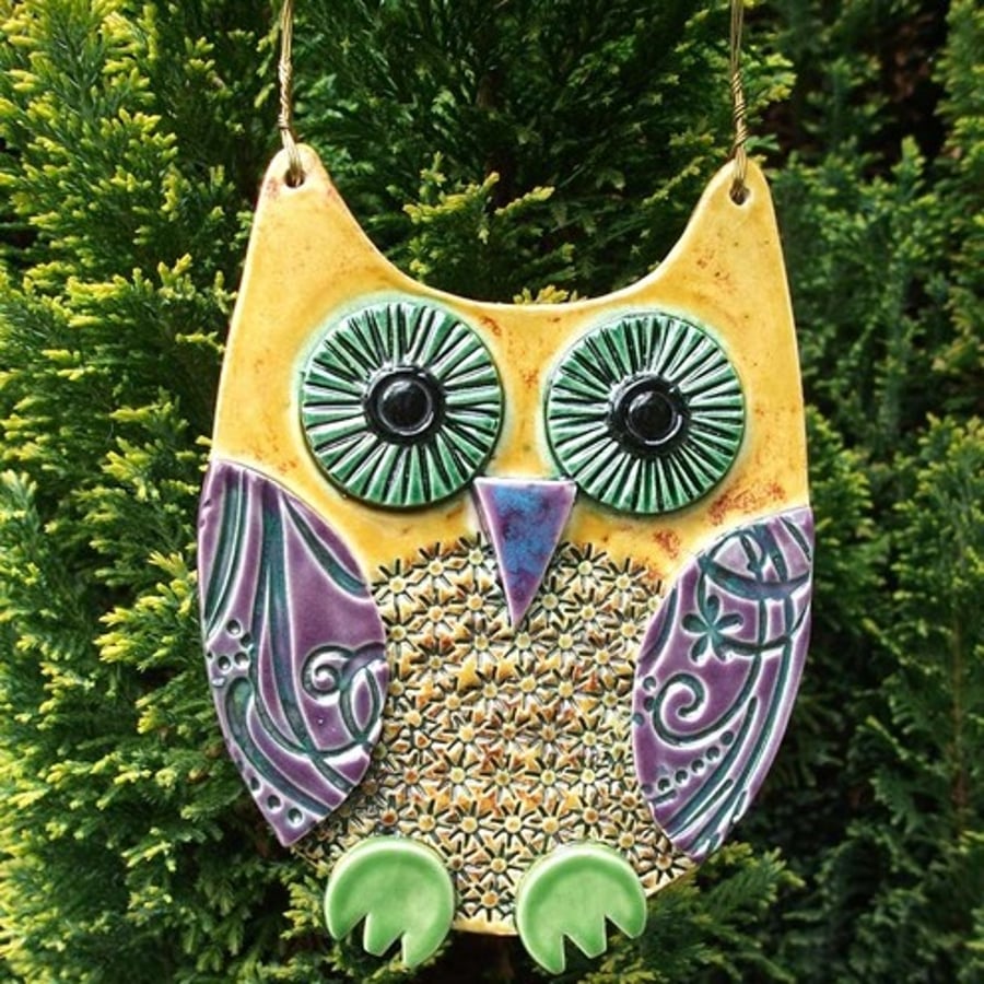 Ceramic owl hanging decoration