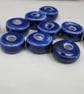 10 Small Cobalt Blue Glazed Ceramic Washer Beads - Image 1