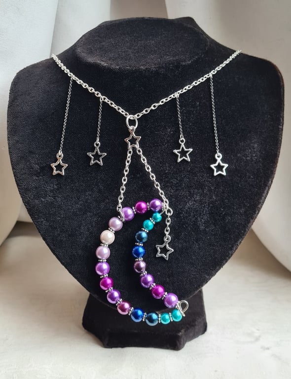 Dangly Moon and Stars Necklace