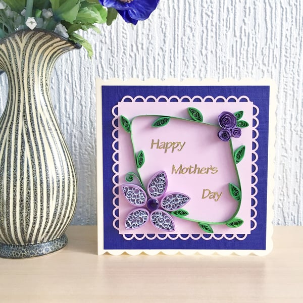 Luxury boxed Mother’s Day card - quilled flowers