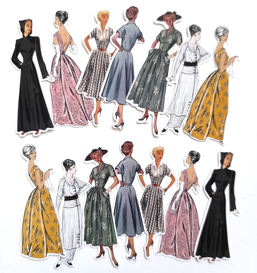 Vintage Fashion Model Women die cuts, vintage ephemera, junk journal supplies