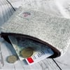 Harris Tweed large purse, gadget pouch in grey and oatmeal herringbone