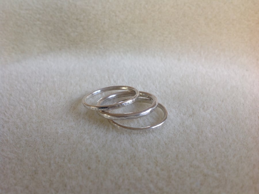 Sterling silver triple stacking ring set