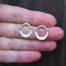 Earring studs, Silver daisy cluster ring stud earrings, silver hoop studs, ARC