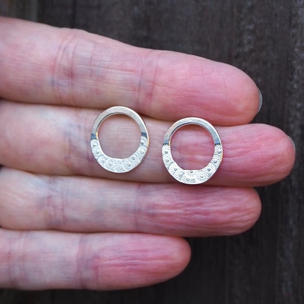 Earring studs, Silver daisy cluster ring stud earrings, silver hoop studs, ARC