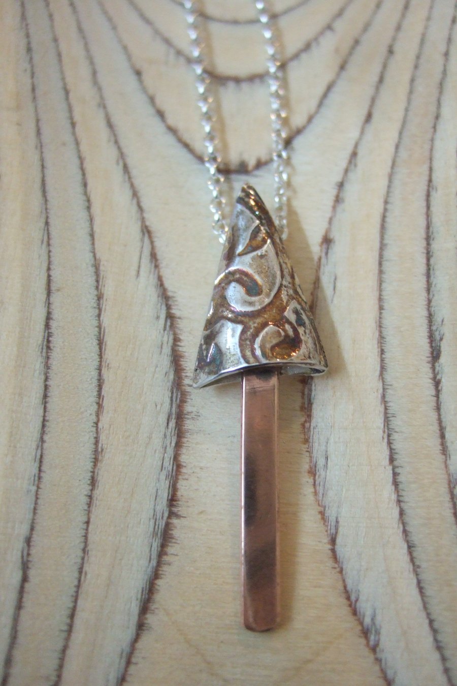 Sterling Silver and Bronze Mushroom Pendant No. 1