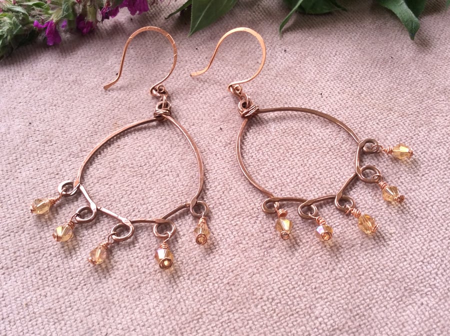 Creole Chandelier Style Copper Earrings 