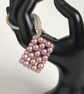 Pink Rectangle Crystal Pearl Handbag Charm, with a Chainmaille Chain and Keyring - Image 4
