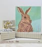 Hare Easter card - brown hare, bunny, rabbit mum husband male - Image 1