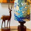 RARE Animal Kingdom Tiger Deer Blue Vintage Fabric Lampshade - LAST TWO