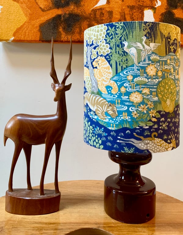 RARE Blue Sanderson ANIMAL KINGDOM Tiger Deer Forest lampshade 