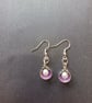 Purple and silver pearl shell dangle earrings  - Image 1