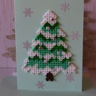 Hama beads snowy pine tree christmas card