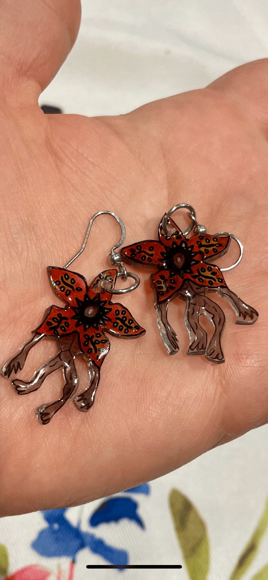 Handmade Demogorgon Earrings inspired by Stranger Things 