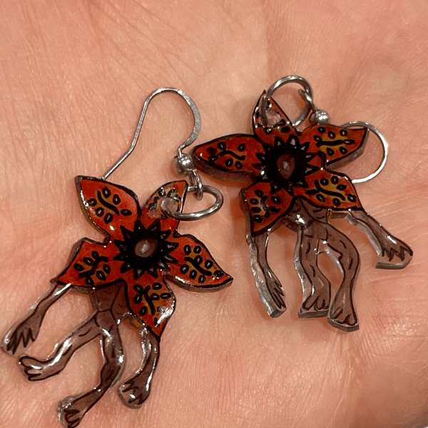 Handmade Demogorgon Earrings inspired by Stranger Things 