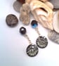 Round Silver Night Crystal Button Cuff Links, Gift for Him, Crystal Cuff Links - Image 1