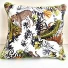 Printed Velvet Jungle Design Cushion Cover 