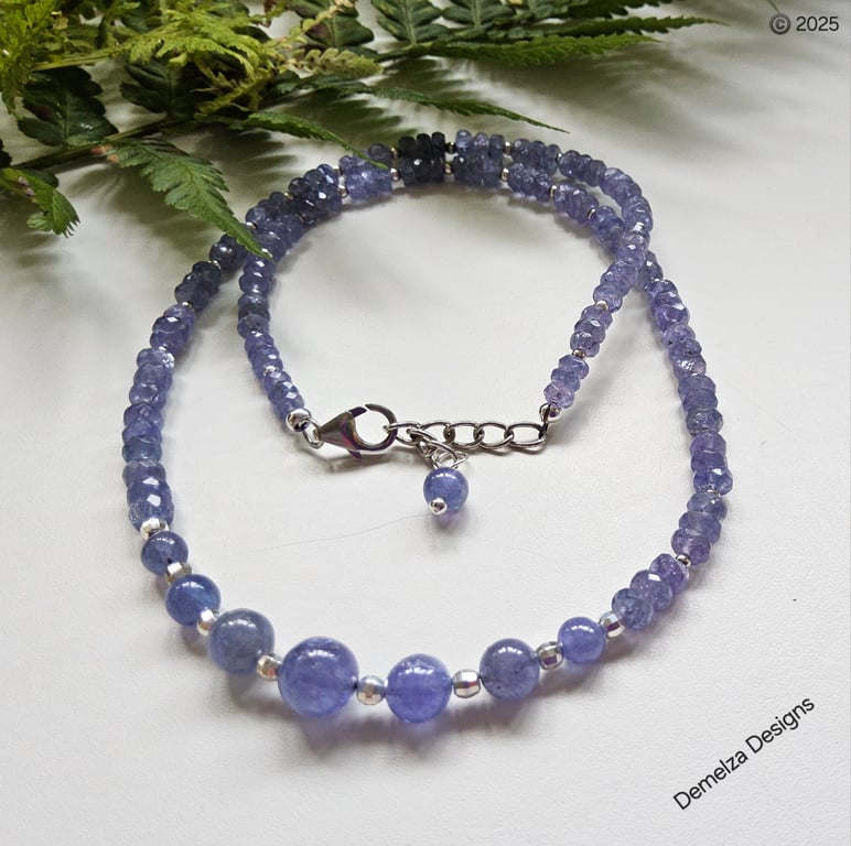 Designer 'A'A Grade 85ct Tanzanite Sterling Silver Necklace 