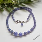 Designer 'A'A Grade 85ct Tanzanite Sterling Silver Necklace 